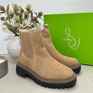 Sam Edelman Laguna Chelsea Leather Waterproof Boot Camel Girl's 1 NWB